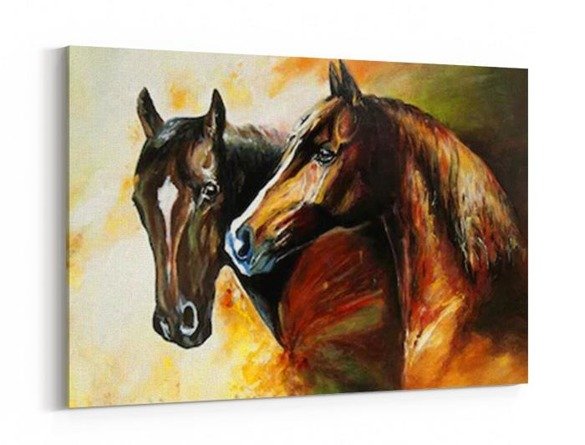 Obraz na płótnie - Para koni - imitacja obrazu aolejnego - 5013